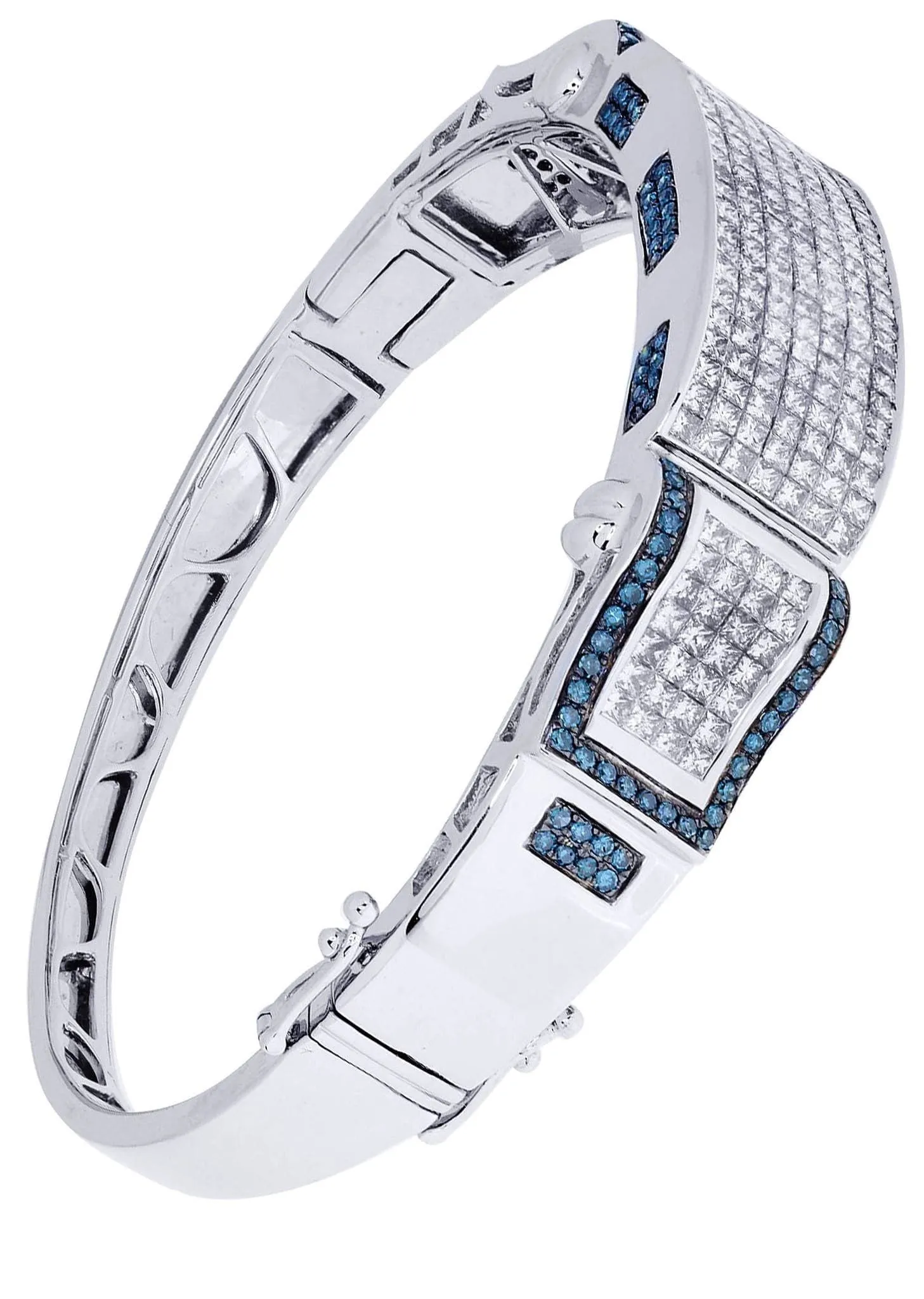 Mens Diamond Bangle White Gold| 6.96 Carats| 36.14 Grams