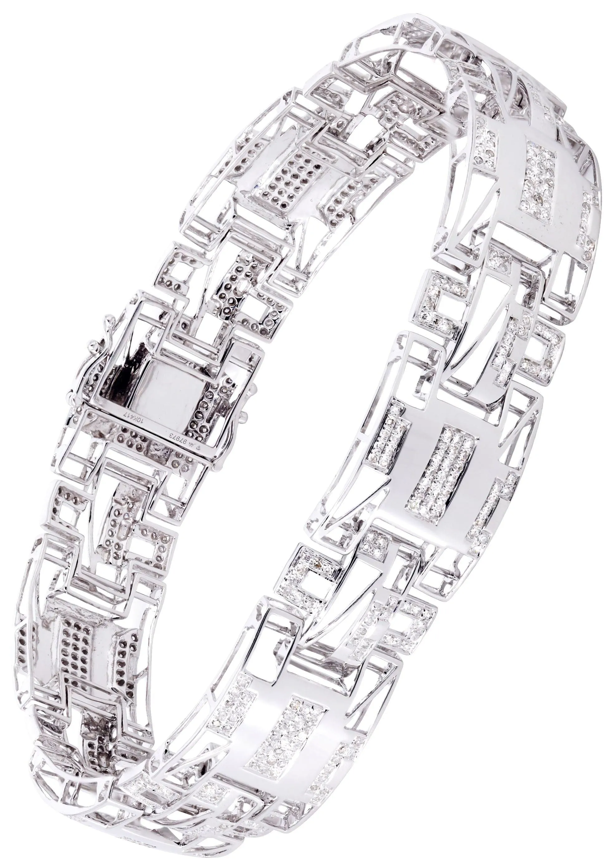 Mens Diamond Bracelet White Gold| 1.85 Carats| 25.78 Grams