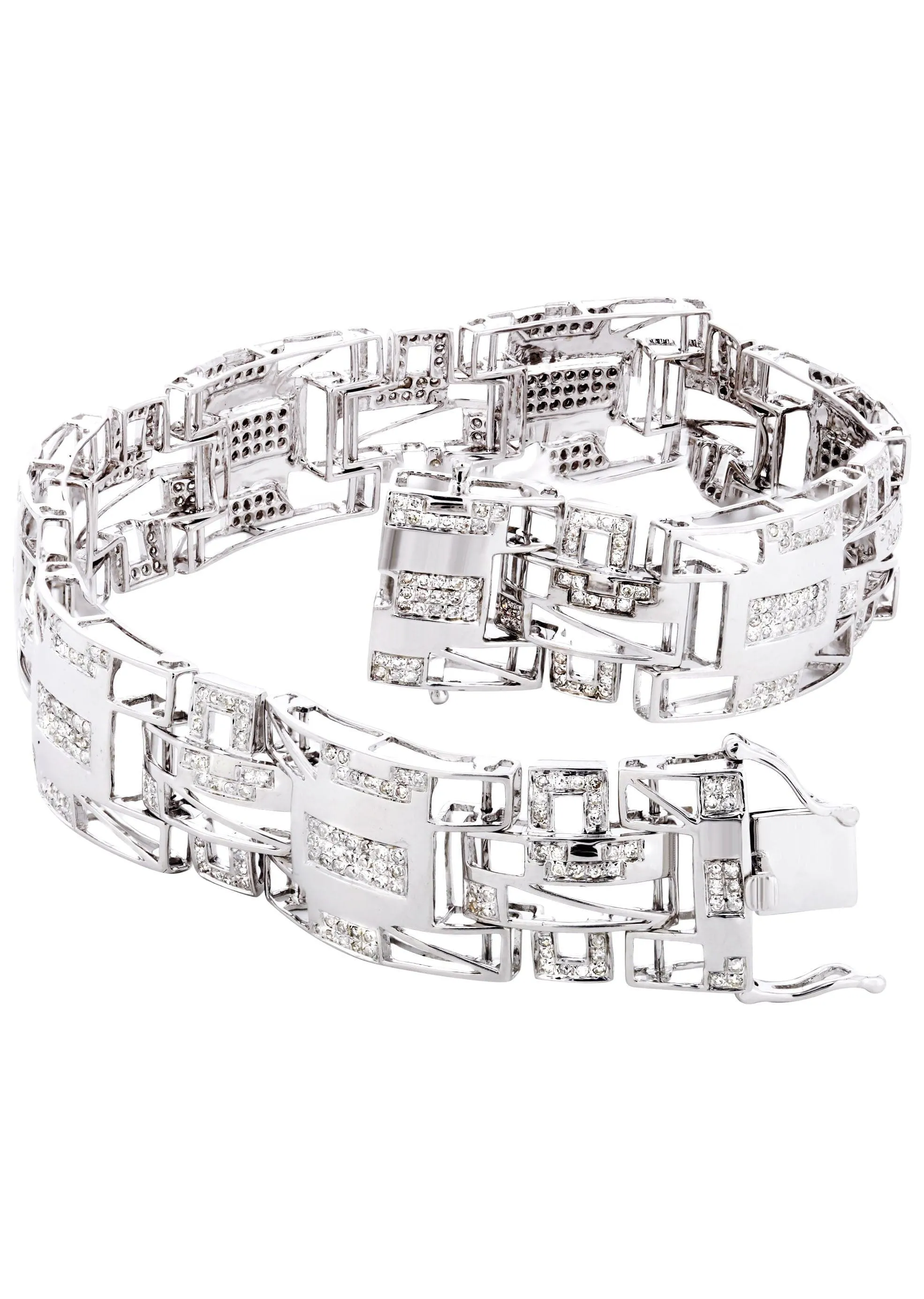 Mens Diamond Bracelet White Gold| 1.85 Carats| 25.78 Grams