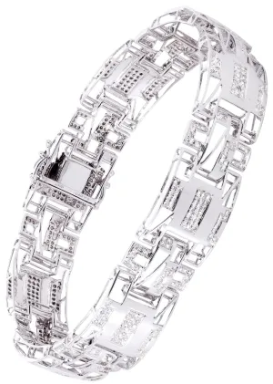 Mens Diamond Bracelet White Gold| 1.85 Carats| 25.78 Grams