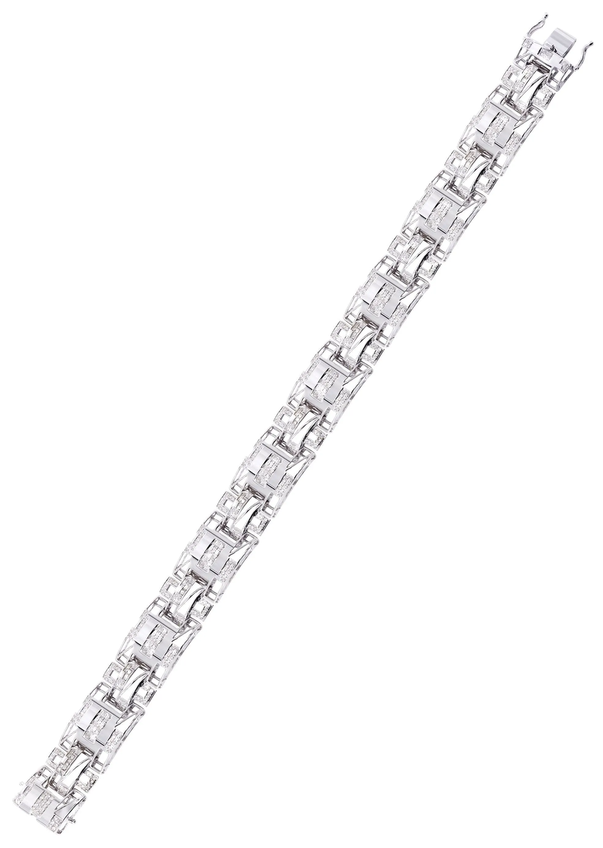 Mens Diamond Bracelet White Gold| 1.85 Carats| 25.78 Grams
