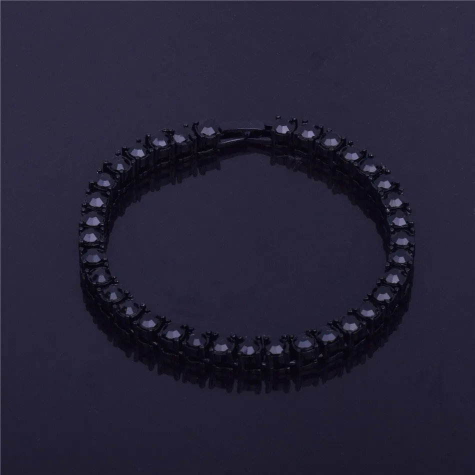 Men's hip hop 1 row alloy bracelet full rhinestone single row bracelet European and American fashion jewelry