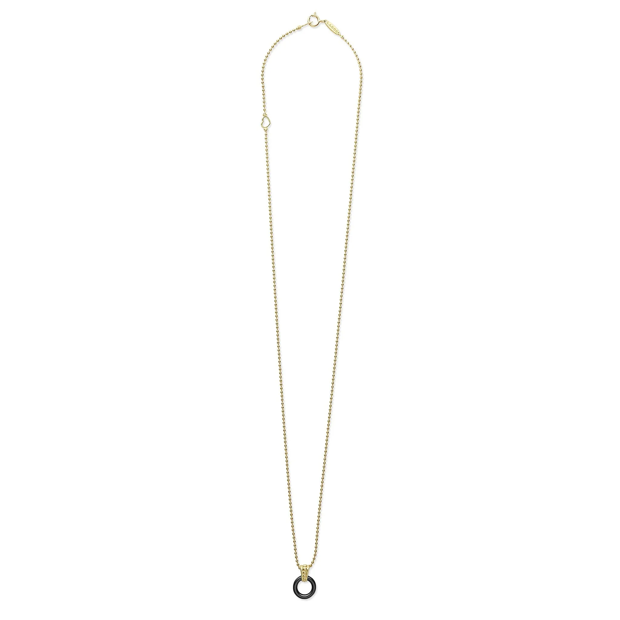 Meridian 18K Gold Black Ceramic Circle Pendant Necklace