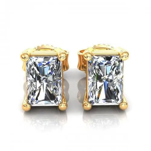 Mesmerizing 0.50CT Radiant Cut Diamond Stud Earrings in 14KT Yellow Gold
