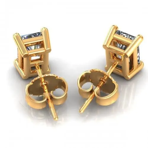 Mesmerizing 0.50CT Radiant Cut Diamond Stud Earrings in 14KT Yellow Gold