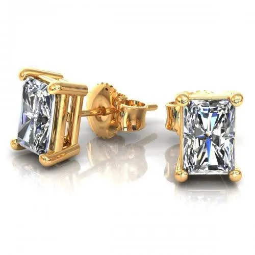 Mesmerizing 0.50CT Radiant Cut Diamond Stud Earrings in 14KT Yellow Gold