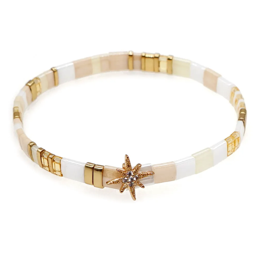 Micro-Set Rhinestone Snowflake Beads Bracelet