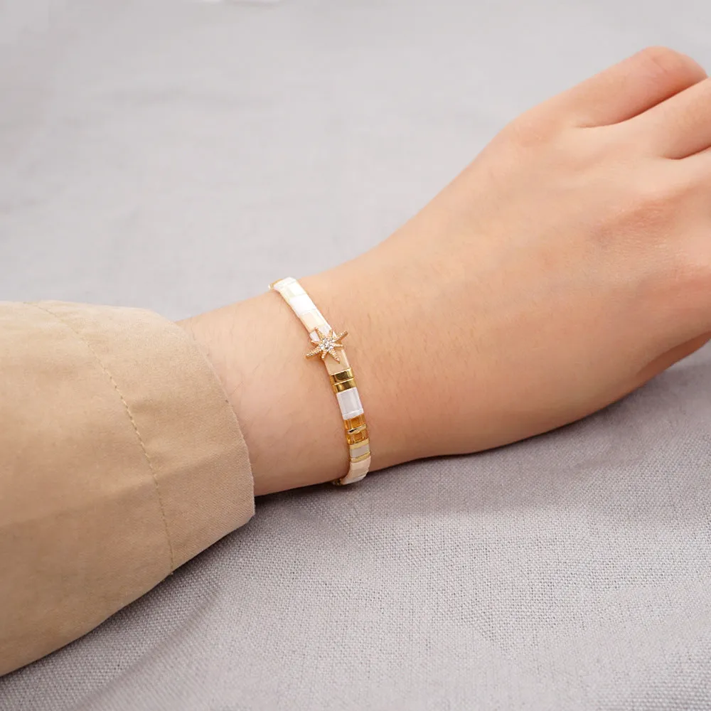Micro-Set Rhinestone Snowflake Beads Bracelet