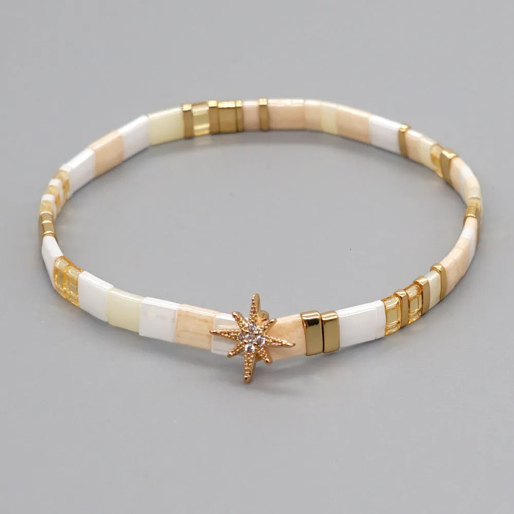Micro-Set Rhinestone Snowflake Beads Bracelet