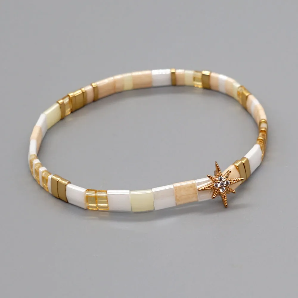Micro-Set Rhinestone Snowflake Beads Bracelet