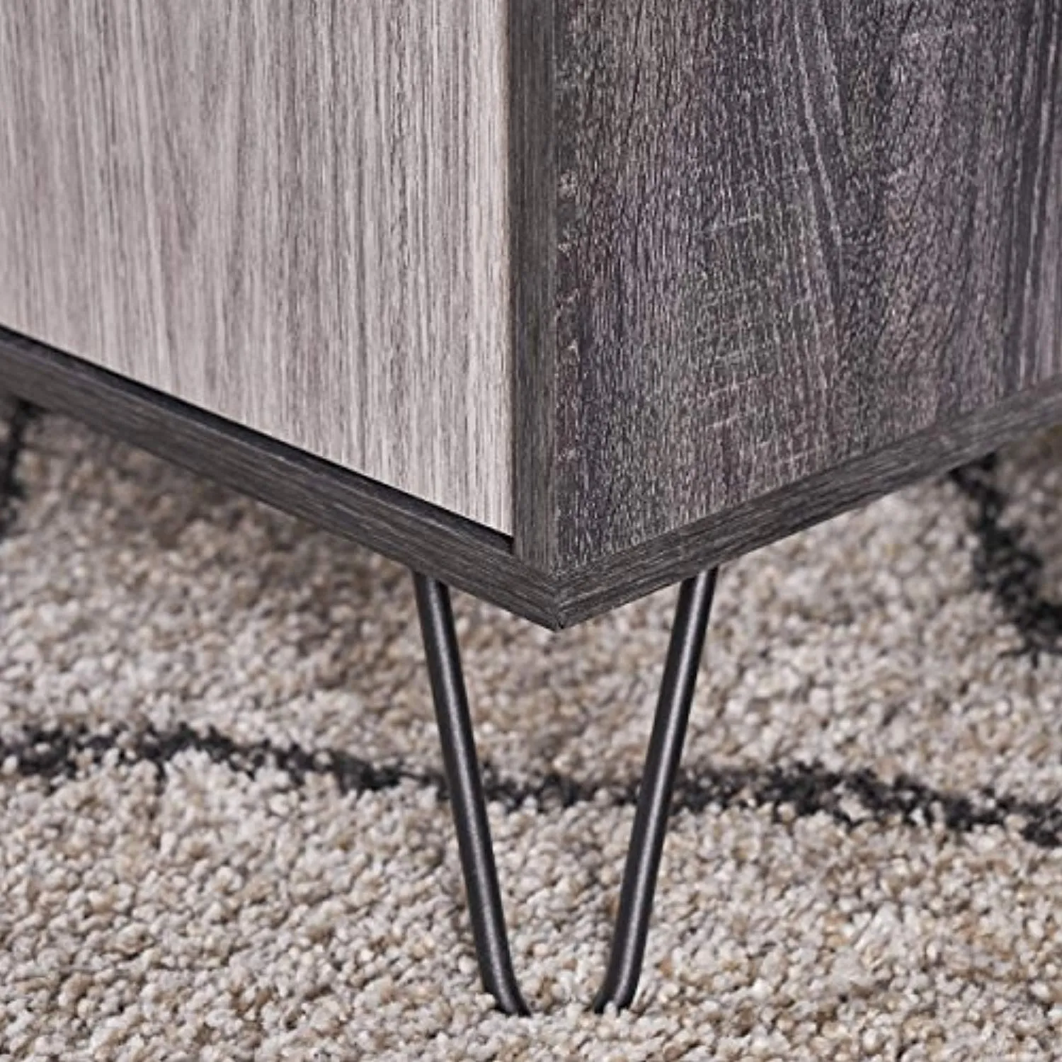 Mid Century Modern Two Toned Grey Oak Finished Faux Wood Multipurpose Display Stand