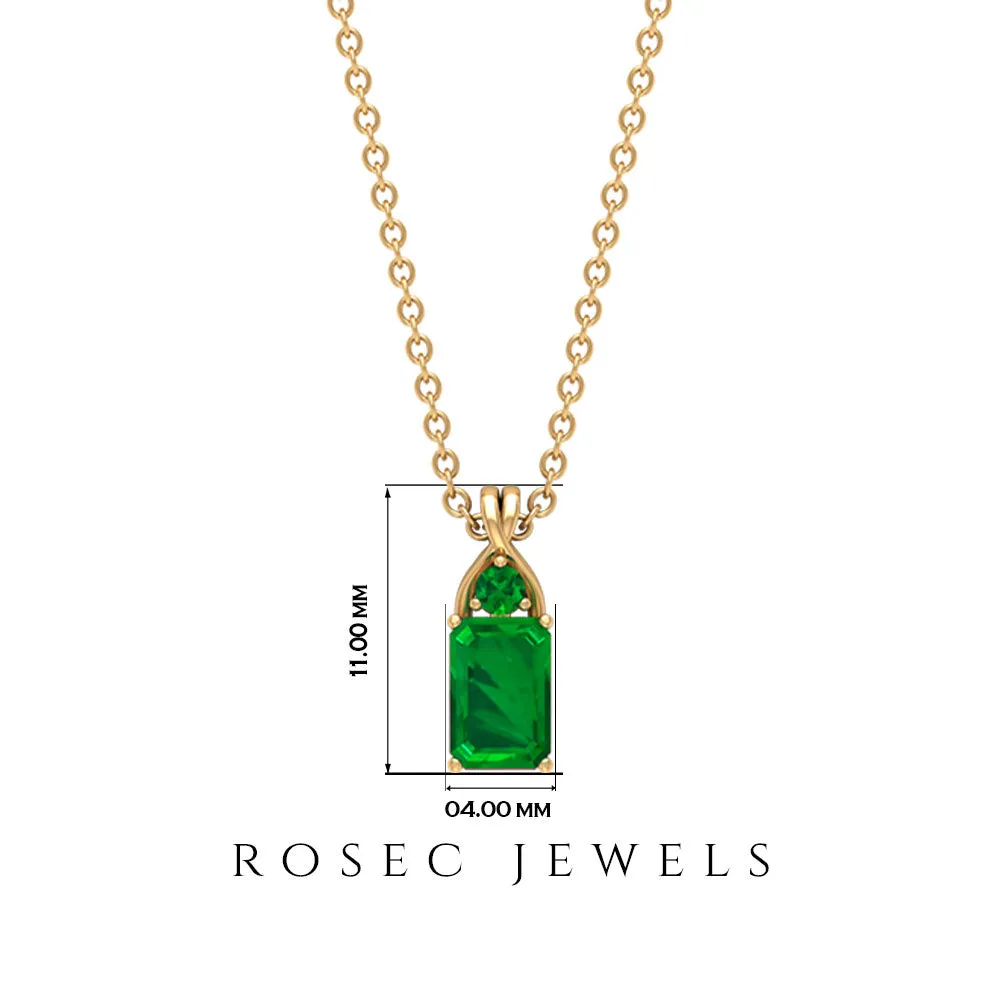 Minimal Created Emerald Pendant Necklace