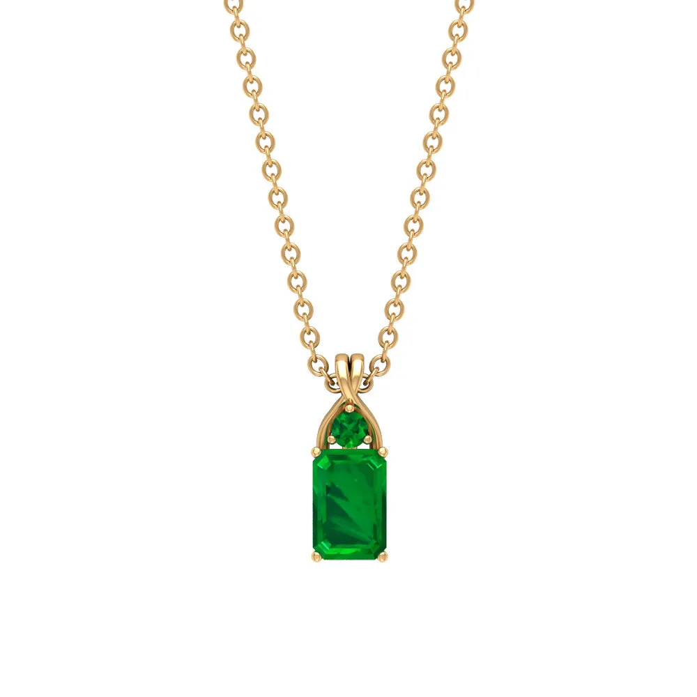 Minimal Created Emerald Pendant Necklace
