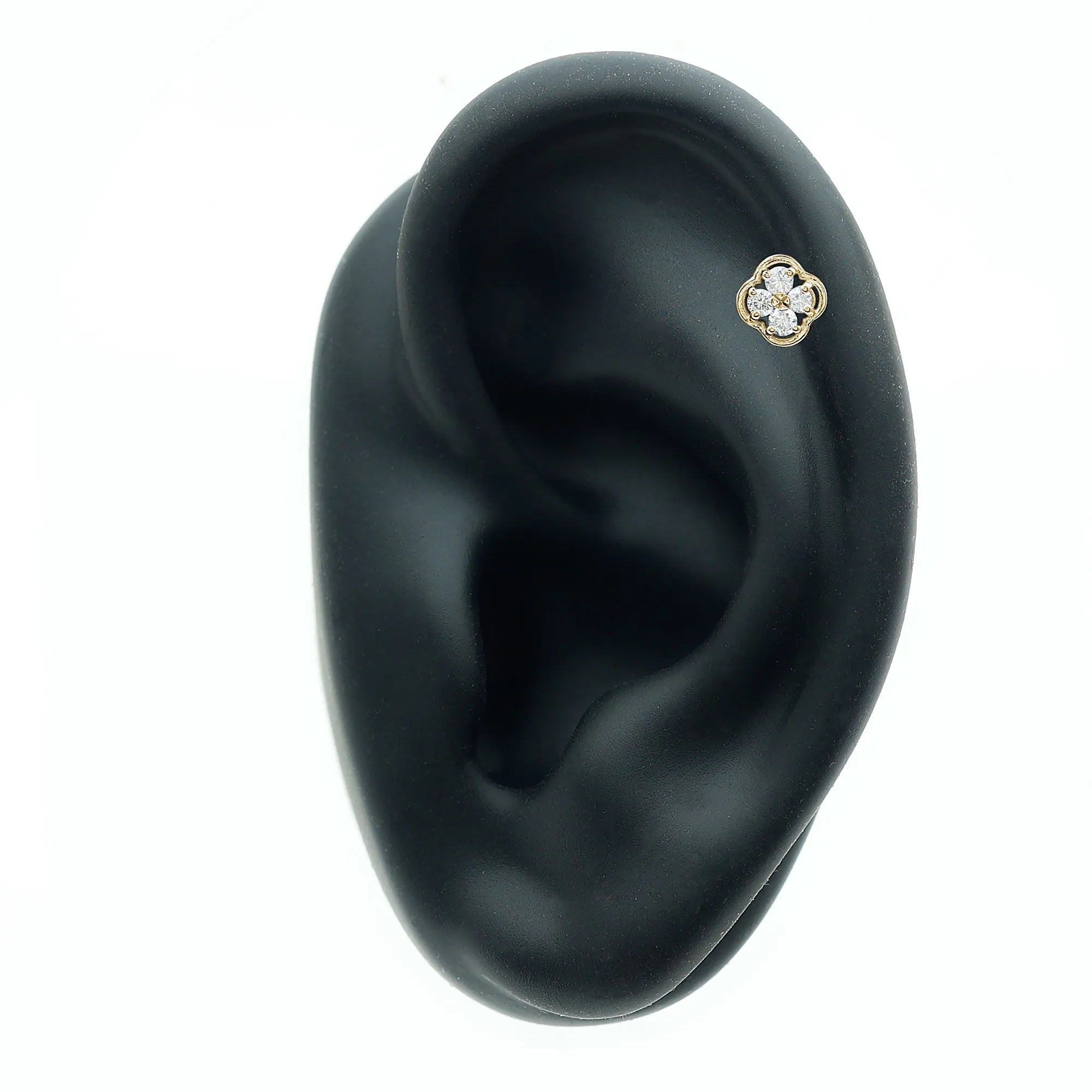 Moissanite Cluster Clover Earring for Helix Piercing