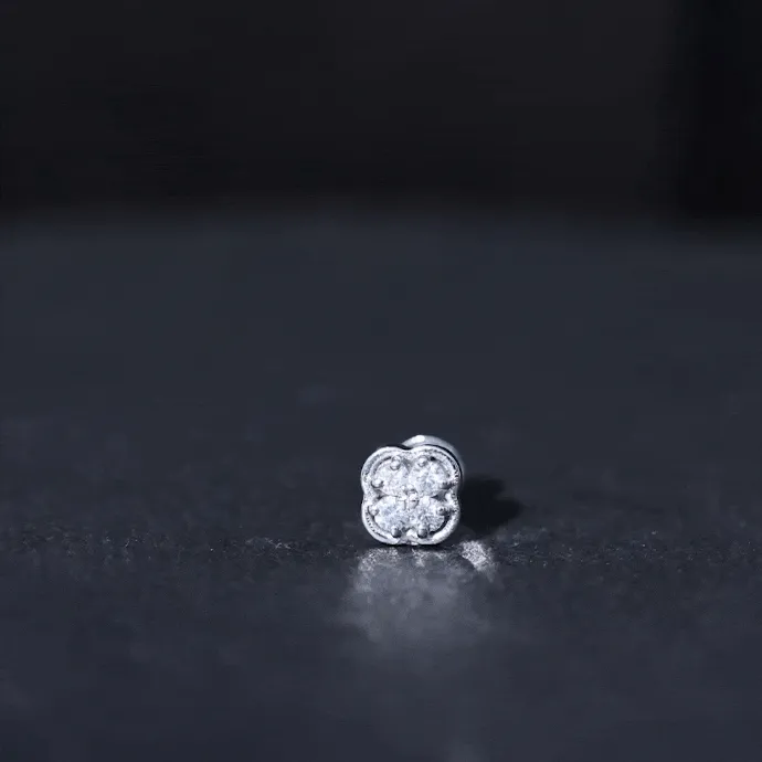 Moissanite Cluster Clover Earring for Helix Piercing