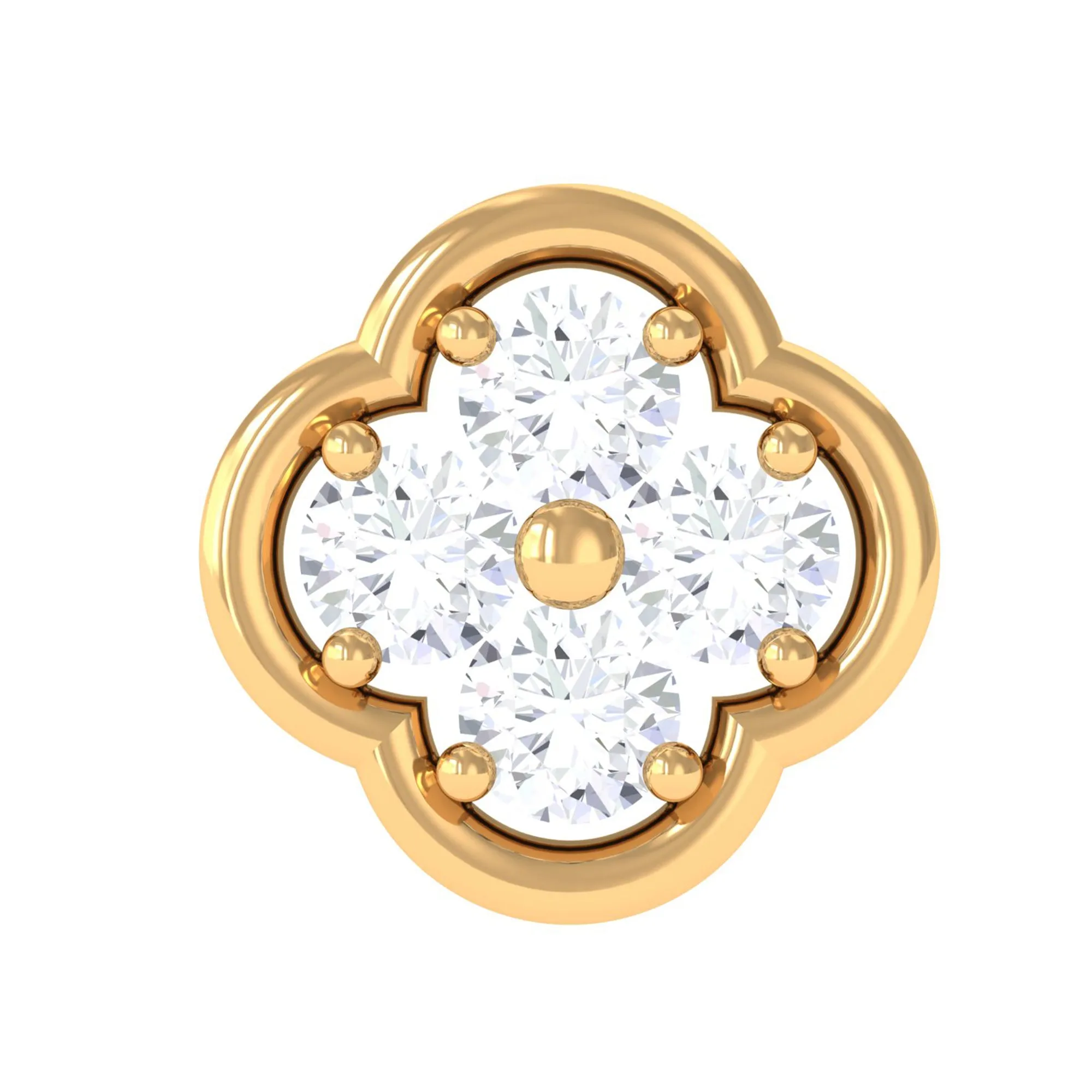 Moissanite Cluster Clover Earring for Helix Piercing