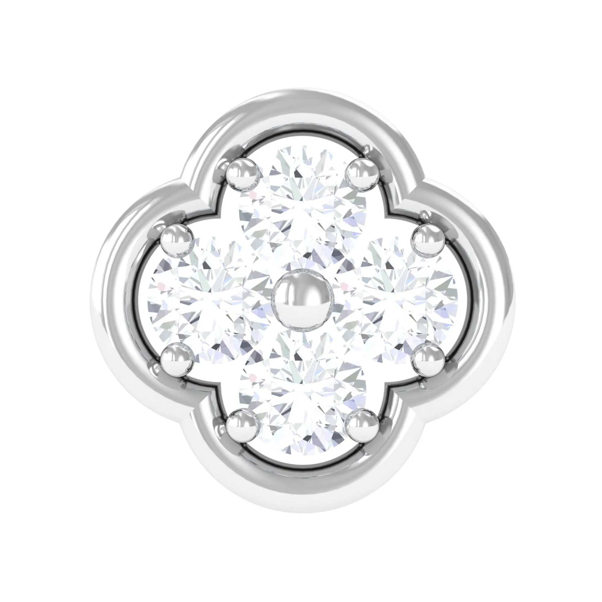 Moissanite Cluster Clover Earring for Helix Piercing