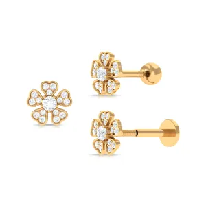 Moissanite Floral Earring for Helix Piercing