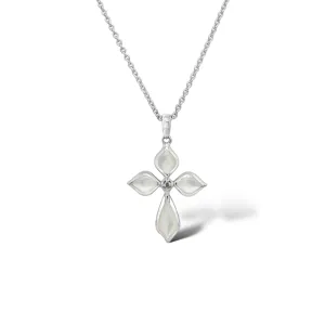 Mother of Pearl & Diamond Cross Necklace