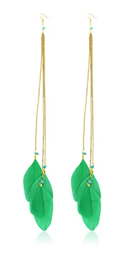 Mudra Crafts Boho Feather Earrings for Women - Bohemian Earrings - Lightweight Feather Dangle Earrings Hippie Earrings for Women Girls