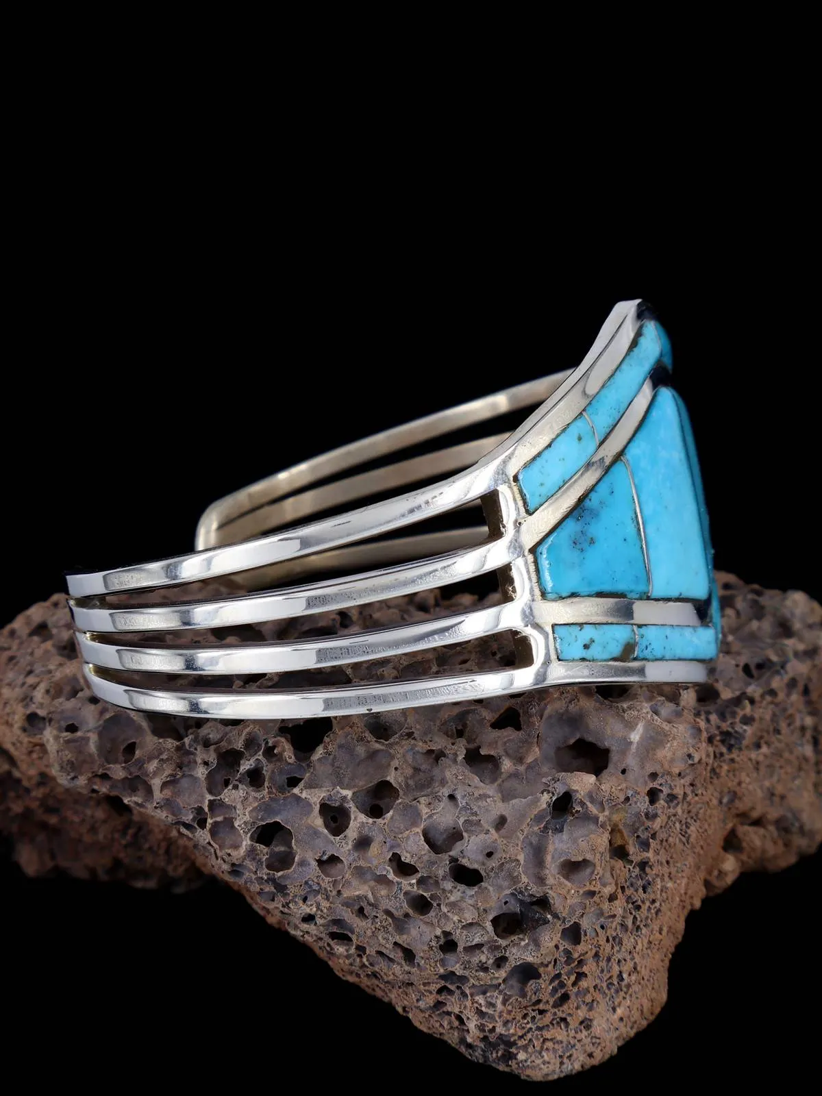 Native American Zuni Inlay Turquoise Cuff Bracelet
