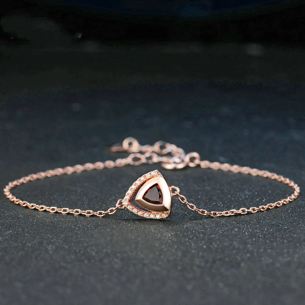 Natural Red Garnet Triangle Cut Bracelet for Women Charms Gifts for Mom