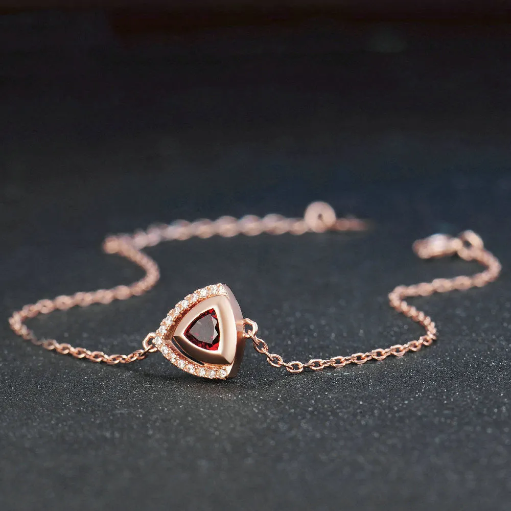 Natural Red Garnet Triangle Cut Bracelet for Women Charms Gifts for Mom