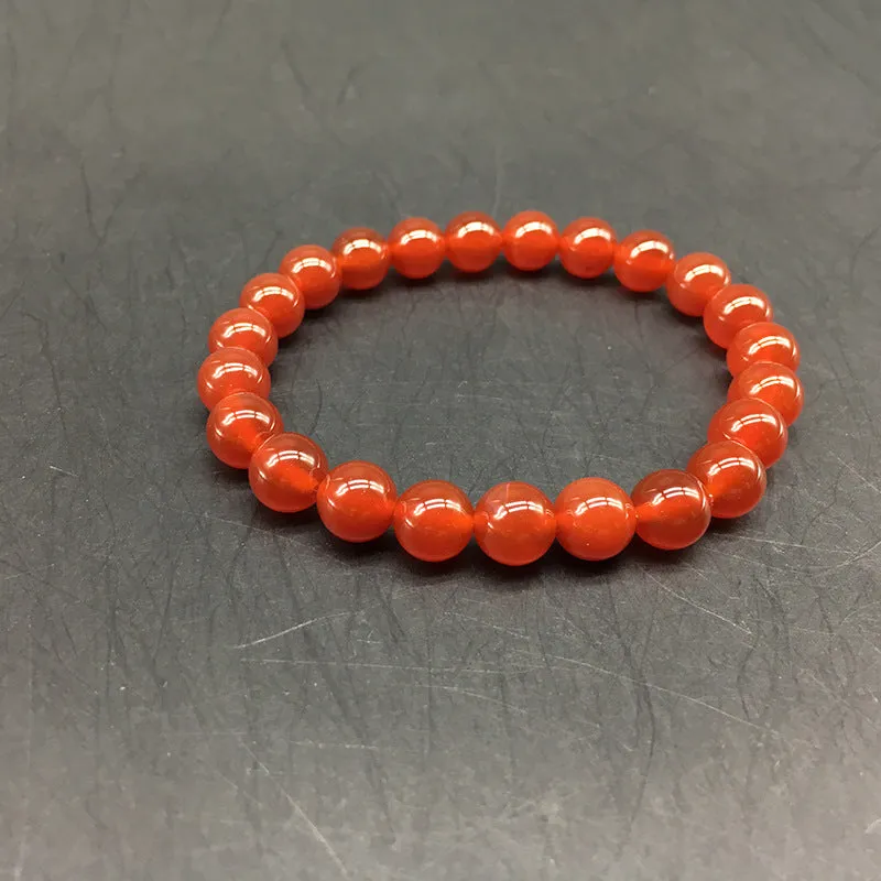 Natural Stone Round Beads Red Agate Bracelet