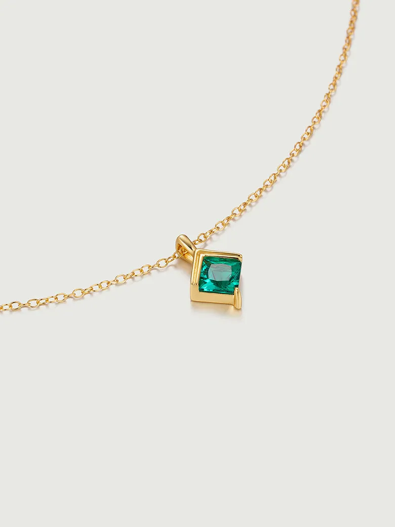 OBY Princess Cut Emerald Diamond Necklace