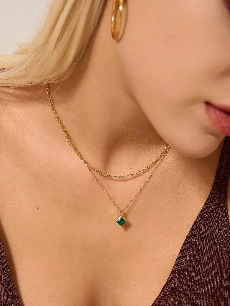 OBY Princess Cut Emerald Diamond Necklace