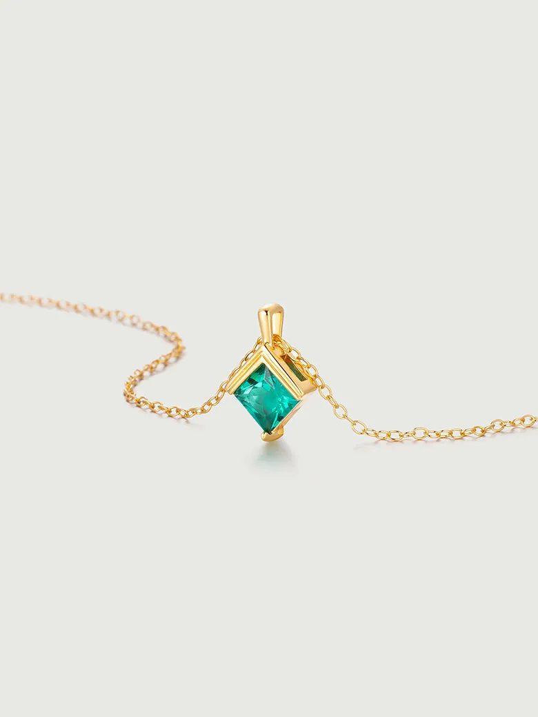 OBY Princess Cut Emerald Diamond Necklace