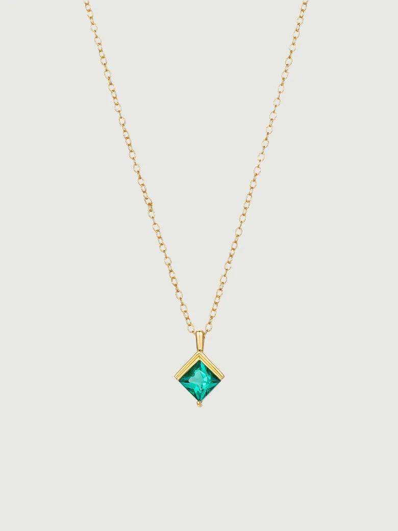OBY Princess Cut Emerald Diamond Necklace