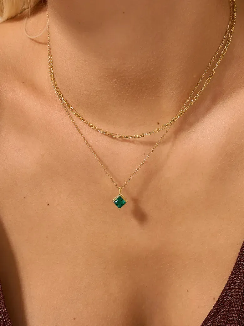 OBY Princess Cut Emerald Diamond Necklace