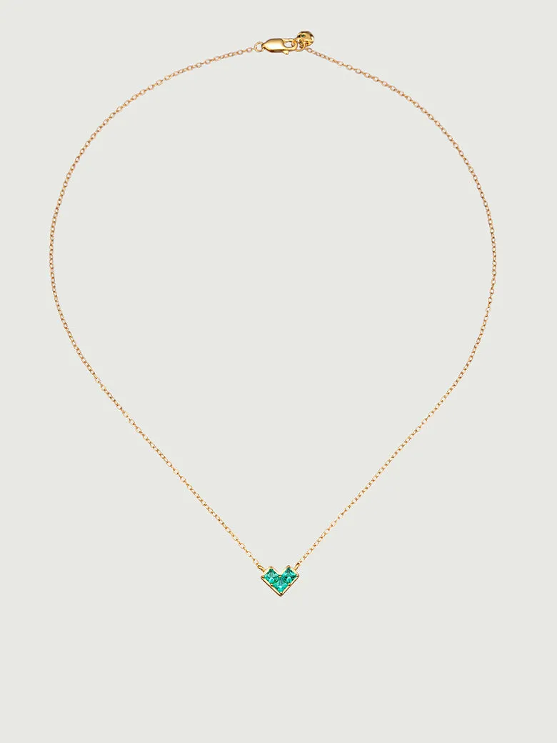 OBY Princess Cut Emerald Heart Necklace