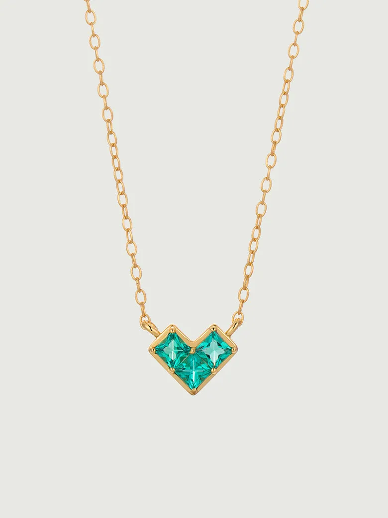 OBY Princess Cut Emerald Heart Necklace
