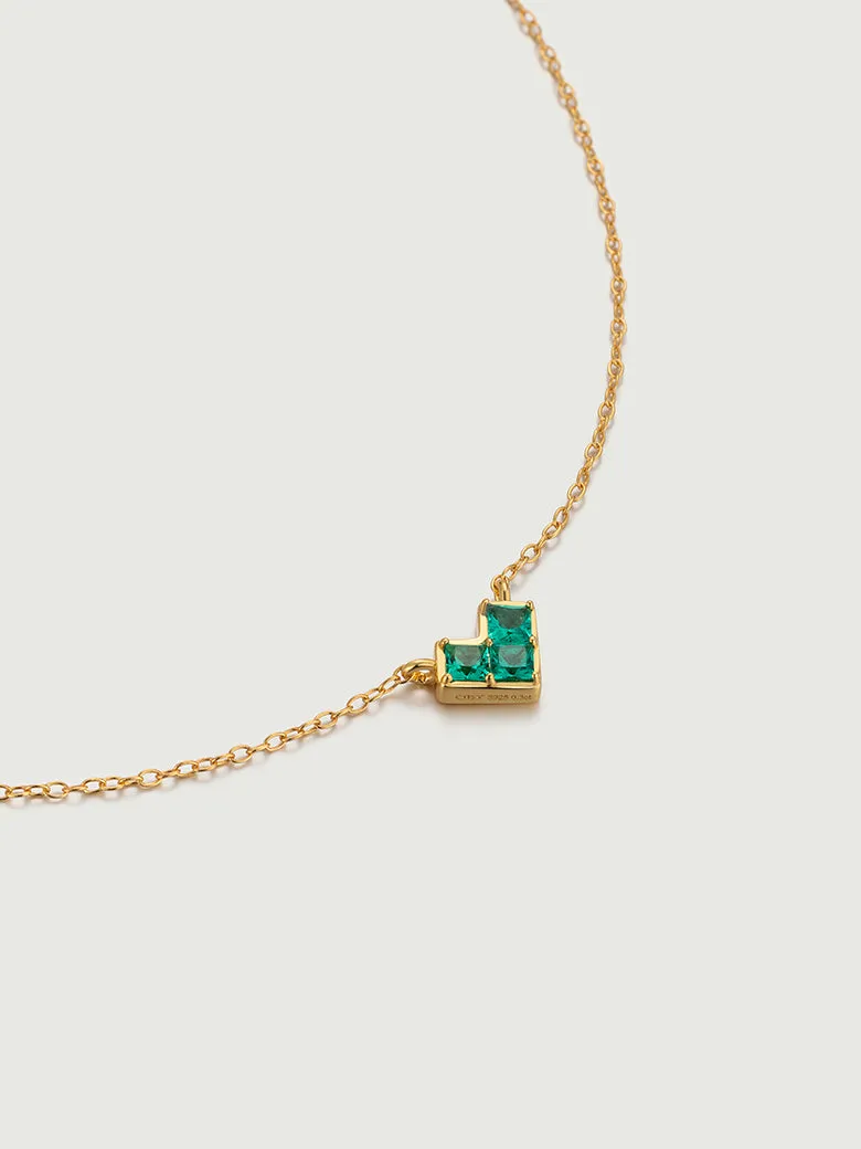 OBY Princess Cut Emerald Heart Necklace