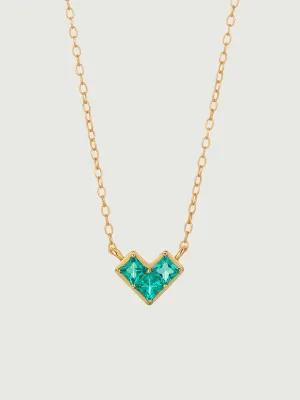 OBY Princess Cut Emerald Heart Necklace