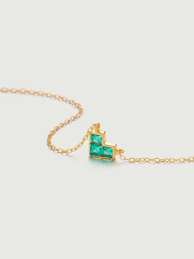 OBY Princess Cut Emerald Heart Necklace