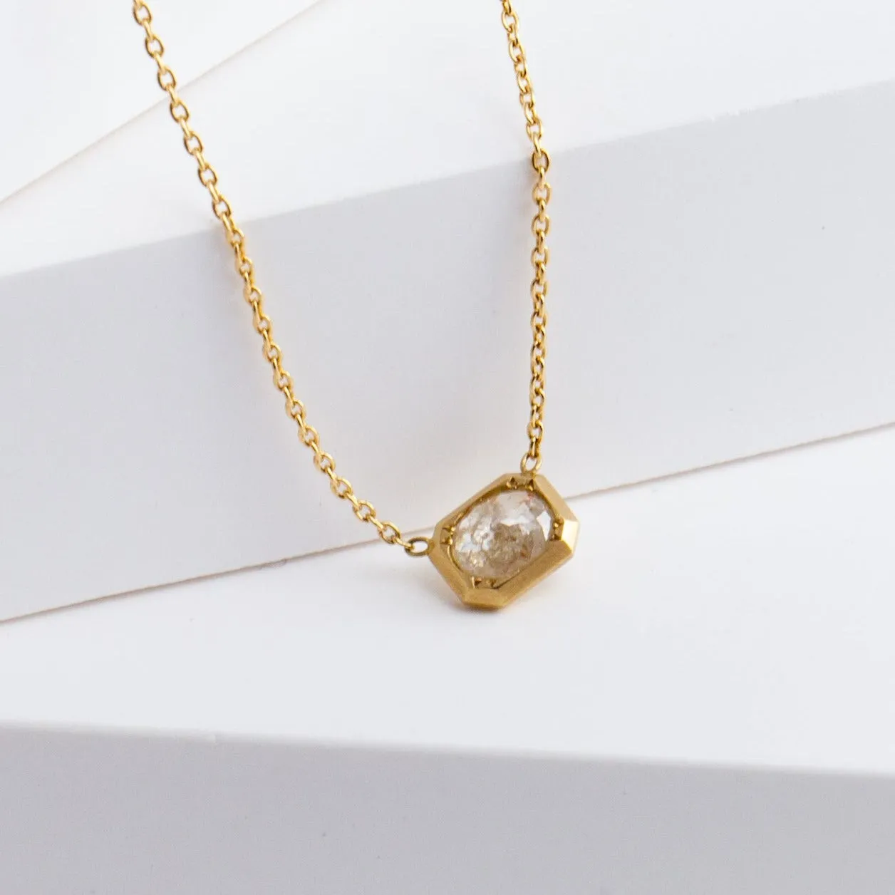 One-of-a-kind oval diamond octagon necklace
