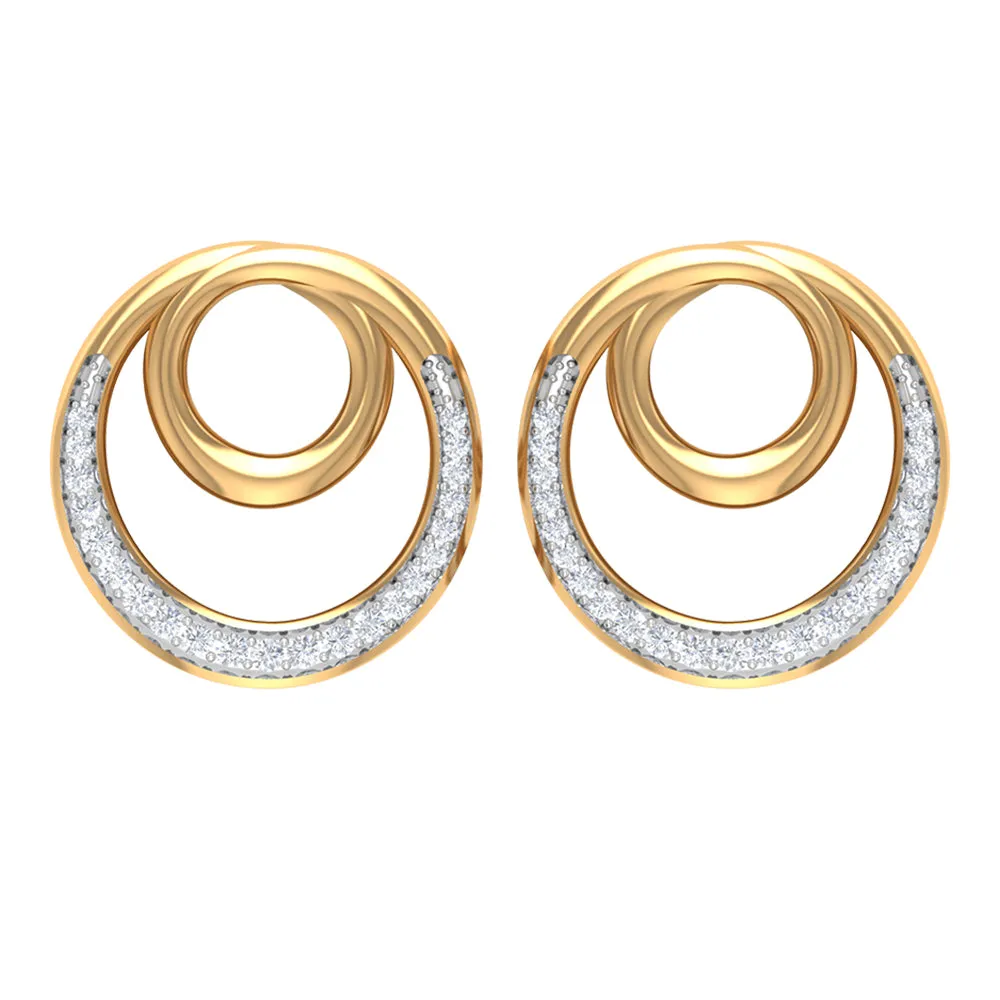 Open Circle Stud Earrings with Diamonds