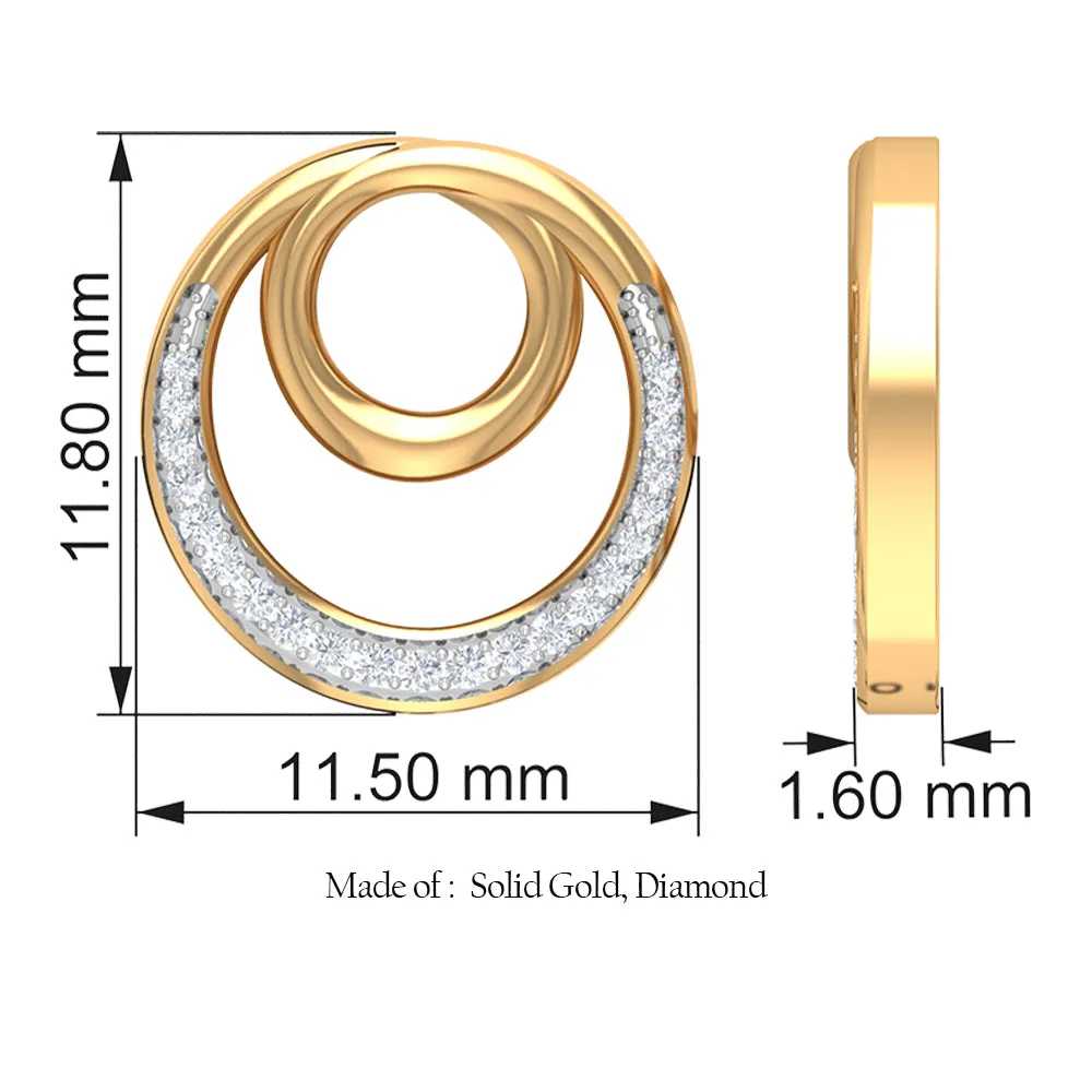 Open Circle Stud Earrings with Diamonds