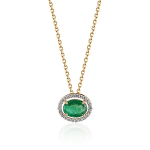 Panna Emerald 2.8 ct and Diamond .48 ct Necklace, 18k Gold