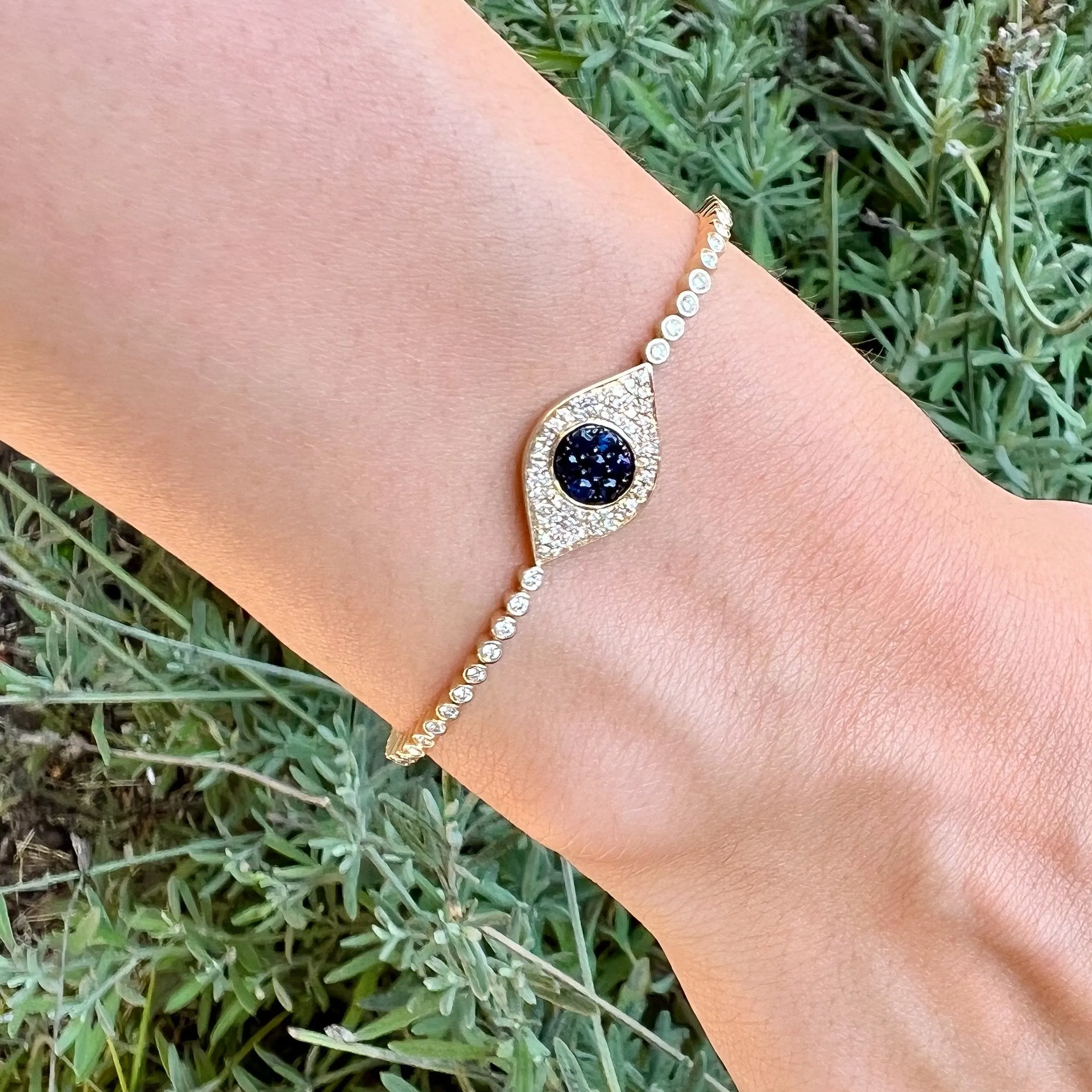 Pave Diamond Sapphire Eye Bracelet