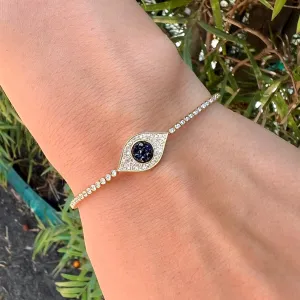 Pave Diamond Sapphire Eye Bracelet