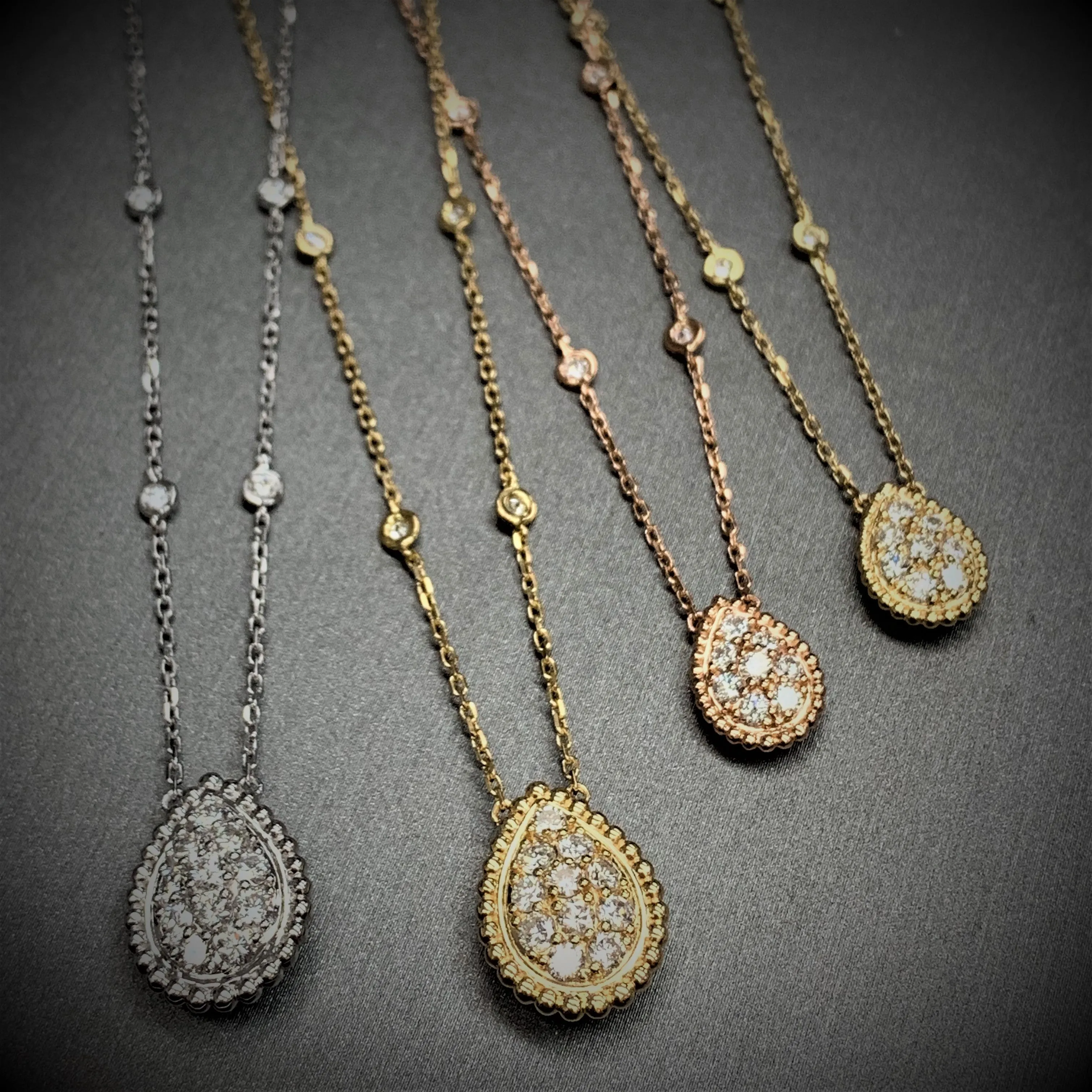 Pear Drop Mini Pendant Necklace (0.55 ct Diamonds) in Yellow Gold