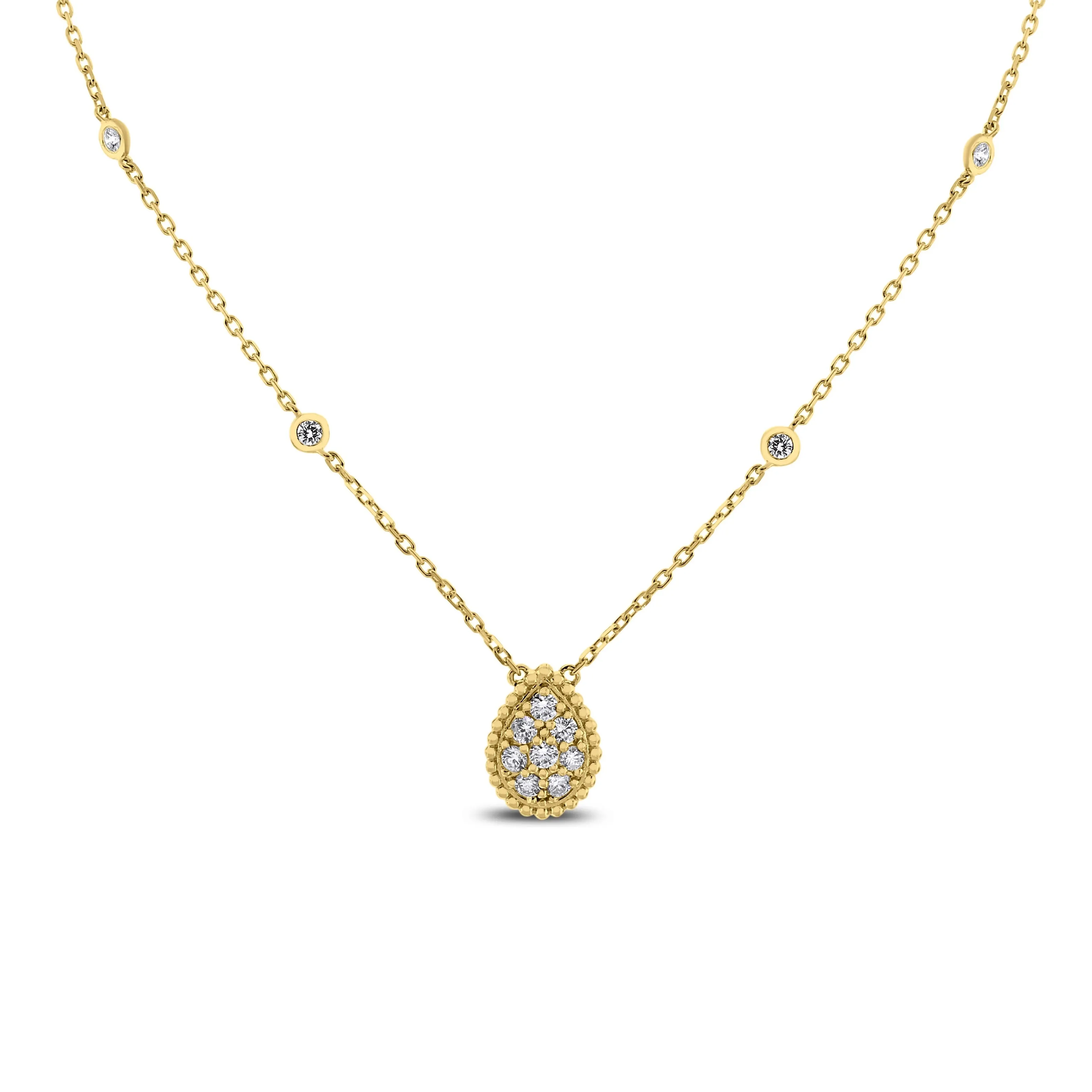 Pear Drop Mini Pendant Necklace (0.55 ct Diamonds) in Yellow Gold