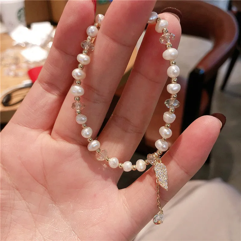 Pearl micro inlaid angel wing bracelet