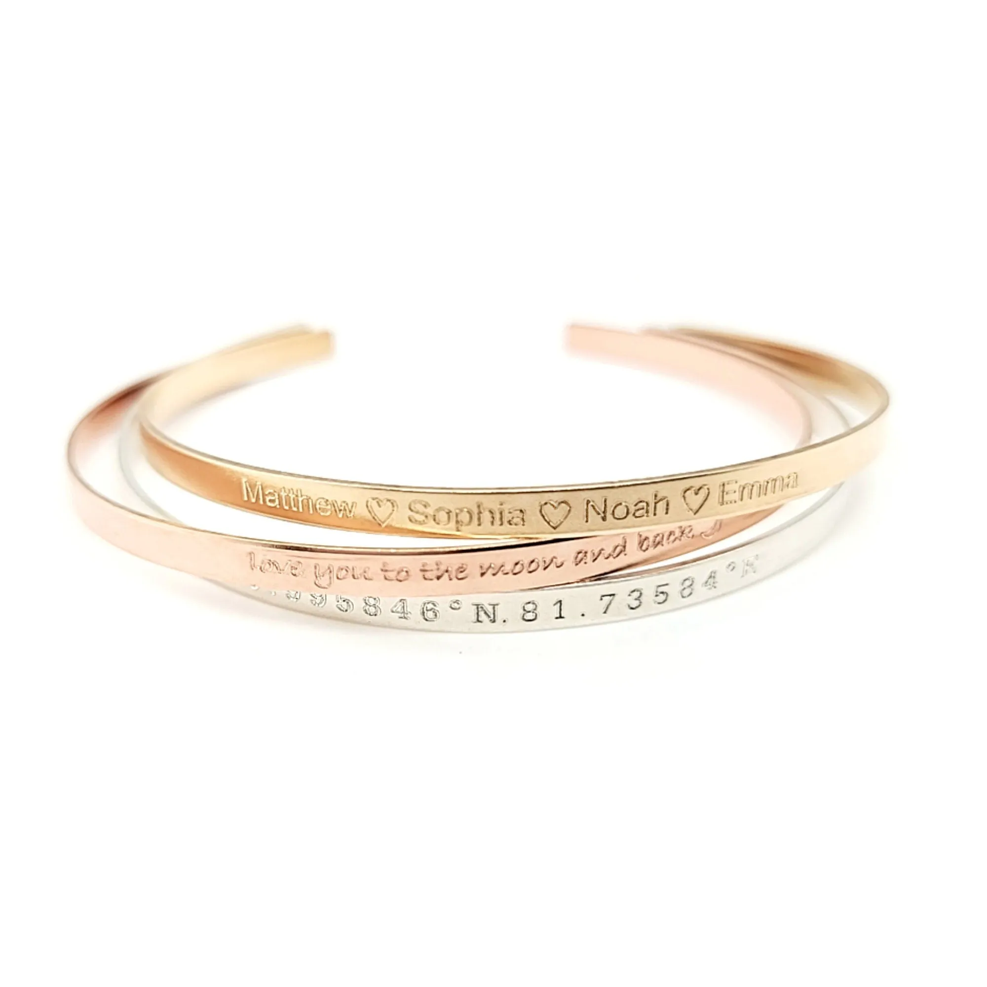 Personalized Stacking Bracelet - Skinny Cuff - Adjustable - CG431B. Starts at
