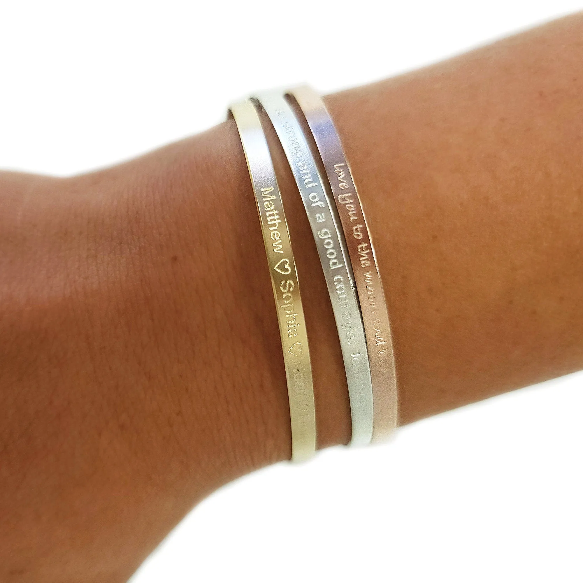 Personalized Stacking Bracelet - Skinny Cuff - Adjustable - CG431B. Starts at