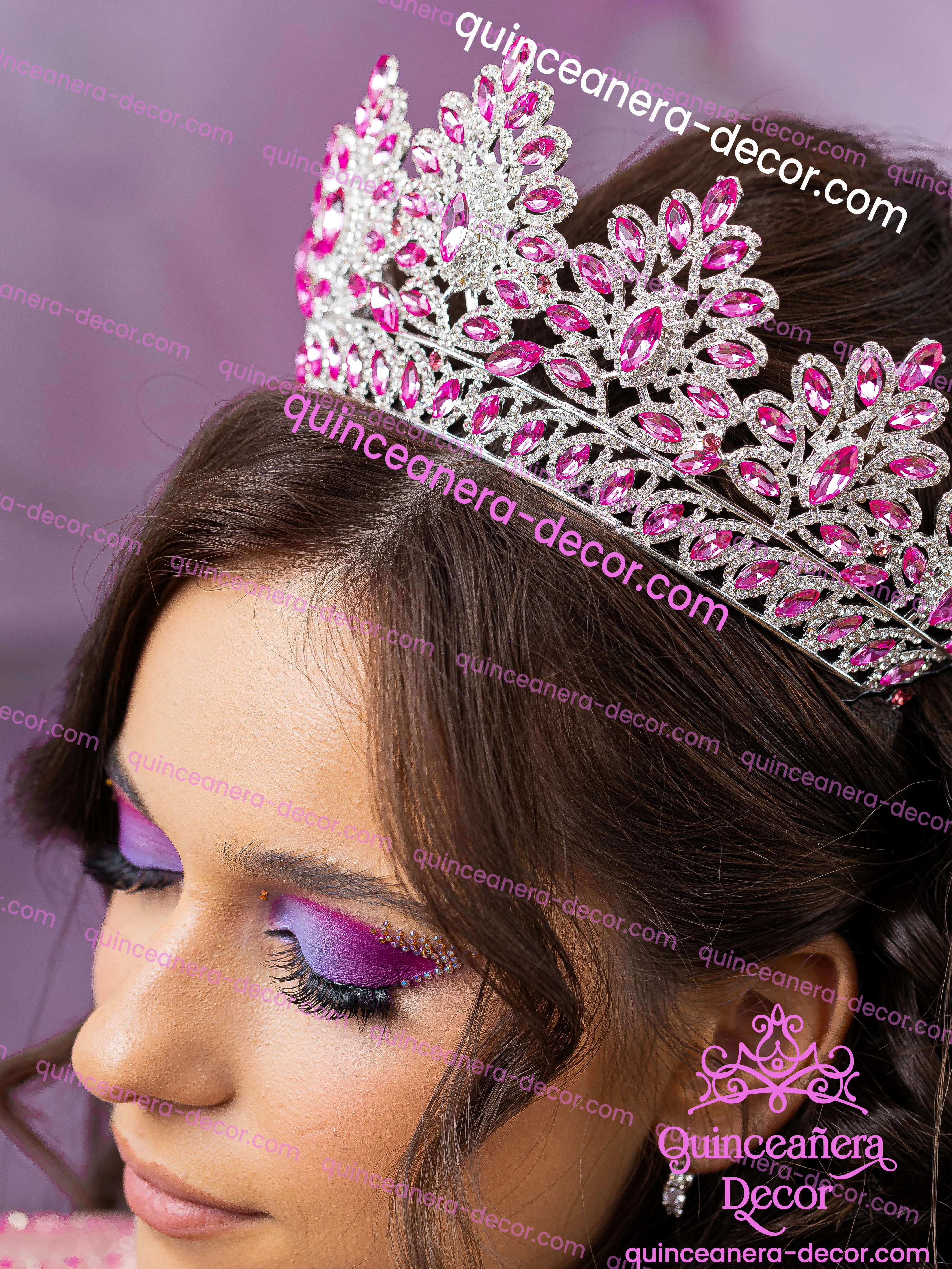 Pink with silver Quinceanera Tiara